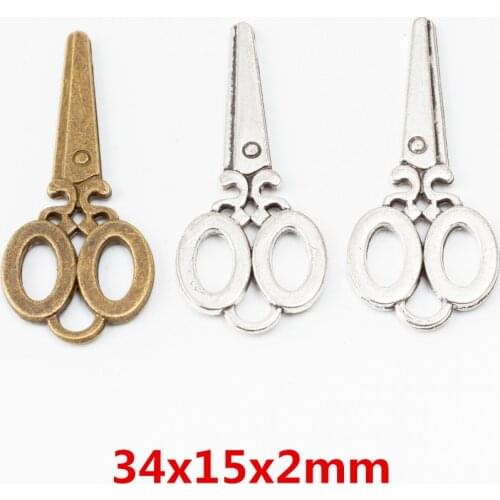 25 pcs Vintage Ancient scissors zinc alloy charms pendant suitable for DIY Bracelet Necklace metal jewelry accessories 6228