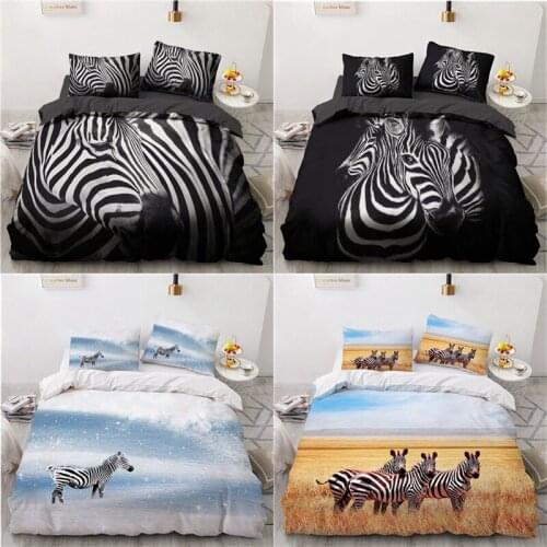3D Zebra Duvet Cover Pillowcases 2pcs Single 3pcs Twin Full Queen King Size Bedding Set Comfort Home Textiles All Seasons Used