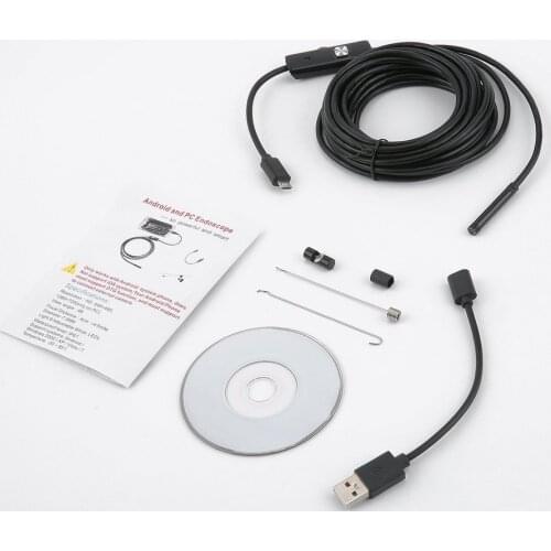 5.5mm Endoscope USB Mini Camera Flexible IP67 Waterproof Micro USB Inspection Borescope Camera For Android 6 LED Adjustable