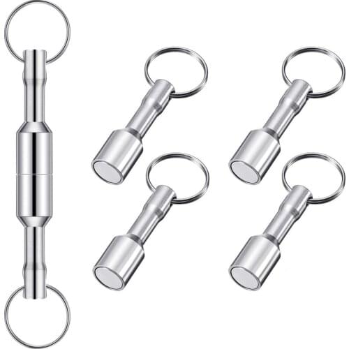 6 Pieces Metal Magnet Keychain Magnetic Keychain Pocket Keyring Magnet Holder with Split Ring Jewelry Test Magnet