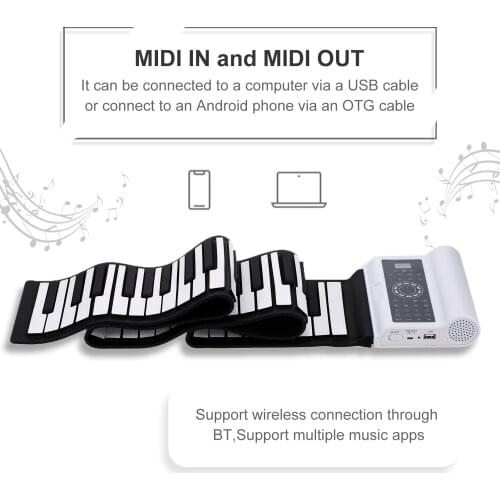 88 Keys Dual Speakers MIDI Roll Up Piano Electronic Piano Silicone Keyboard Organ with MIDI Recording Editing Playback Sustain
