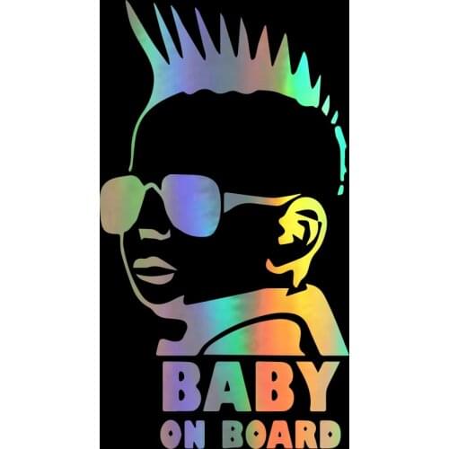 Car Sticker8.3*15cm Baby On Board Funny Car Decal Reflective Laser 3D Door Body Window Car Stickers Styling Black Silver