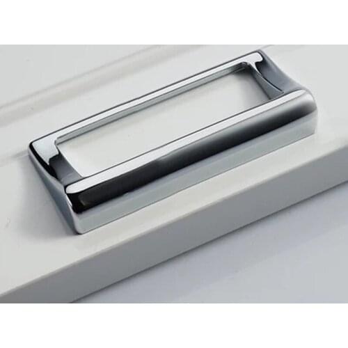 Free shipping Drawer handles Modern simple wardrobe door handles 2.5" Fashion dresser knobs Bright chrome TV cabinets pulls 96mm