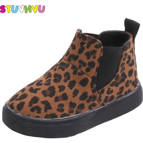 Leopard Children Snow Boots Girls Shoes Autumn and Winter New Suede Kids Boots Anti-skid Thin Velvet Girls Ankle Boots 21-30