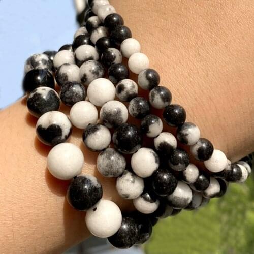 Natural White Black Zebra Jaspers Stone Round Beads Spacer Loose Beads For Jewelry Making Diy Bracelet Charm Accessories 6-10mm