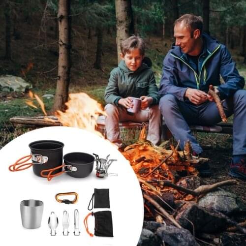 CampinOutdoor Camping Tableware Lightweight Hiking Folding Picnic Camping Cookware Set Bowl Pot Spoon Tableware EquipmentTourism