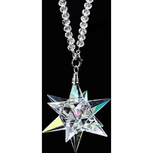 AB Color Meteor Hammer Crystal Car Pendant Hanging Rainbow Maker Rearview Mirror Suspension Home Car Decor Auto Accessories Gift