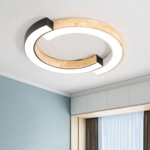Noedic Style Wood Led Ceiling Lamp Creative Irregular Circle Bedroom Kitcen Contracted Restaurant Decorative Luminaire