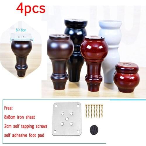 4PCS European Style Solid Wood Cabinet Foot Support Sofa TV Tea Table Chairs Bedside Desk Dresser Wardrobe Nightstands Leg