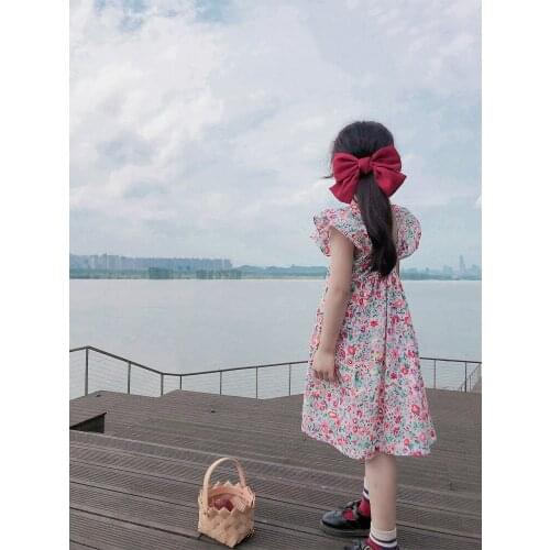 Childrens Floral Dress Summer Girl Sweet Ruffled Skirt Childrens Skirt 2-6 Years Old Childrens Wear