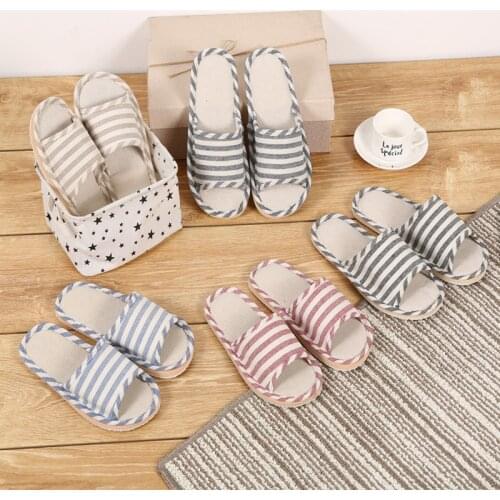 Home Use Indoor Linen Slippers Men Cotton Linen Home EVA Slippers Female Mens Shoes Slippers Men Warm Slippers