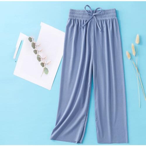 Girls' Pure Cotton Breathable Thin Wide-Leg Pants 2021 Summer Childrens Loose High-Waist Ice Silk Casual Anti-Mosquito Pants
