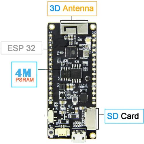 TTGO T8 V1.7wifi Bluetooth ESP32 WROVER 4MB FLASH 8MB PSRAM electronic module 16MB FLASH Support TF card 3D antenna