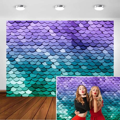 Mermaid Glitter Scales Backdrop Mermaid Themed Party Baby Shower Birthday Decorations Printed Background for Photo Booth