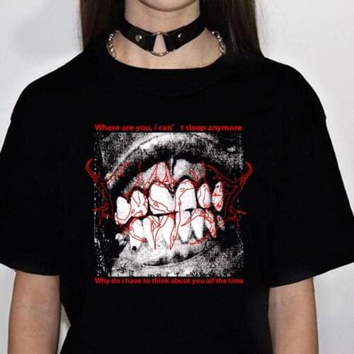 Гатычная панк-свабодная футболка Harajuku Streetwear Letter Print Летнія жаночыя кароткія рукавы Паўсядзённае рэтра Жанчыны Tops