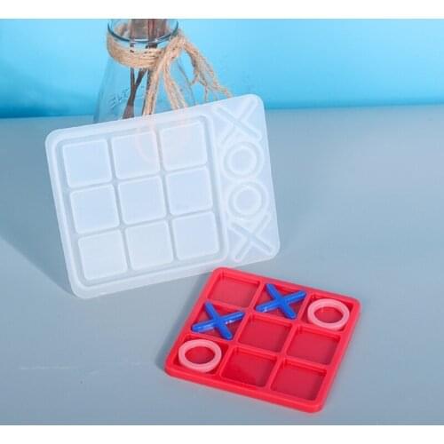 Crystal Epoxy Resin Mold Funny Game Tic-Tac-Toe Cabochons OX Board Casting Silicone Mould DIY Crafts Making Tool