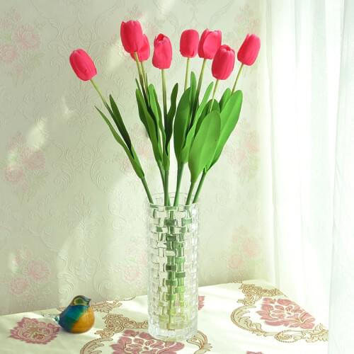 Wholesale (10pcs/lot) Pu Artificial Tulips For Home Decoration /Artificial Flower Bride Holding Flowers For Wedding Party Decor