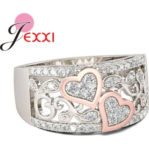 Fast Shipping Vintage Style Heart Shape Wedding Finger Rings 925 Sterling Silver Anniversary Party Statement Rings Fast Shipping