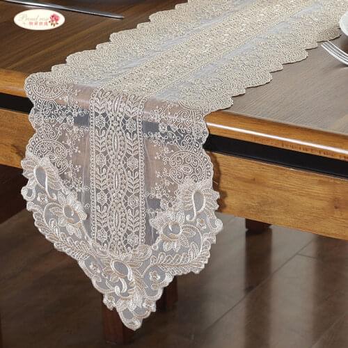 Proud Rose Korean Lace Table Runner Wedding Decoration White Table Flag Embroidered Tablecloths TV Cabinet Table Cover