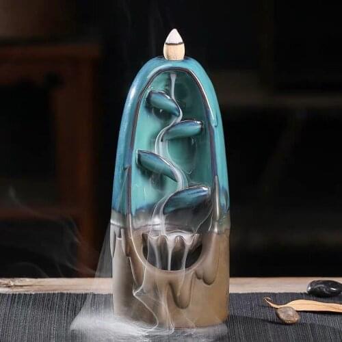 Backflow incense burner ceramic decoration left and right purple clay creative ornaments Zen crafts