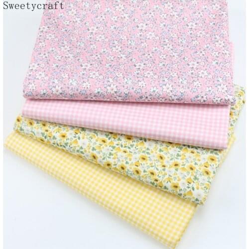 Small Flower Plaid Printed Twill Fabric Cotton By Half Meter For Sewing Kids Dress Baby Bed Sheet Quilt Patchwork Cloth 160x50cm