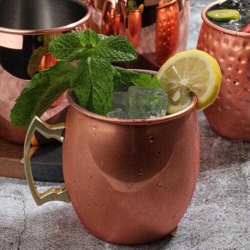 Moscow Mule Copper Mugs Metal Cup Stainless Steel Hammered Copper Mule Mug Drum Type Beer Cocktail Coffee Cup