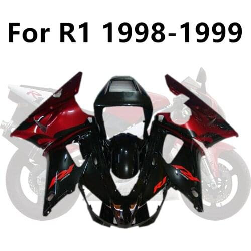 Motorcycle for Yamaha R1 1998-1999 Full Fairing Kits r1 98-99 Body Cowling Kit Black red flame Bright light
