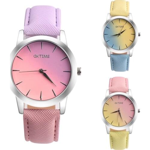 Retro Rainbow Design Leather Band Analog Alloy Quartz Wrist Watch часы женские наручные montre femme relogio feminino #1