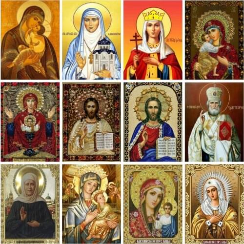 HUACAN Diamond Painting Character Religious Mother And Child Full Drill Craft Kit Diamond Embroidery Handicraft Decor For Home