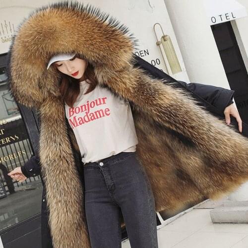 HANZANGL Faux Fur Coat 2020 Winter New Thick Detachable Raccoon Fur Liner Pie Coat Long Overcoat Same Style For Men And Women