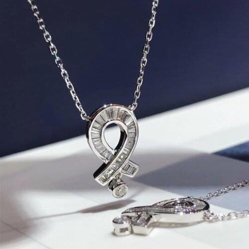 Original new simple micro-inlaid zircon love necklace pendant geometric peach heart hollowed out elegant charm ladies jewelry