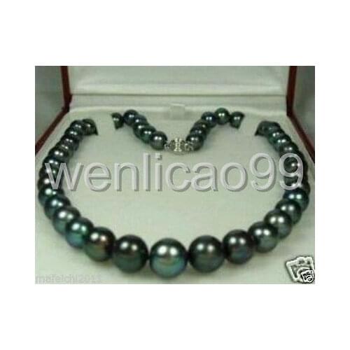 Natural 8-9mm Tahitian Black Pearl Necklace 18" AAA