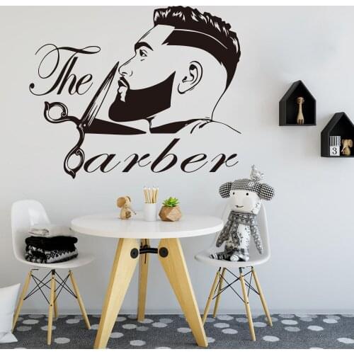 Barber Shop Men Beard Hairstyle Salon Wall Window Decal Grooming Fashion Hairdresser Hair Cut Barber Shop Wall Sticker Vinyl