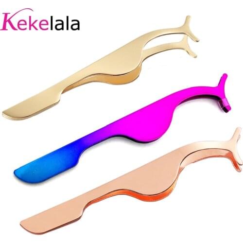 Kekelala Stainless Steel Eyelash Tweezers Metal Pink Black White Rose Gold Colorful Lashes Applicators Cilias Pliers Pincet