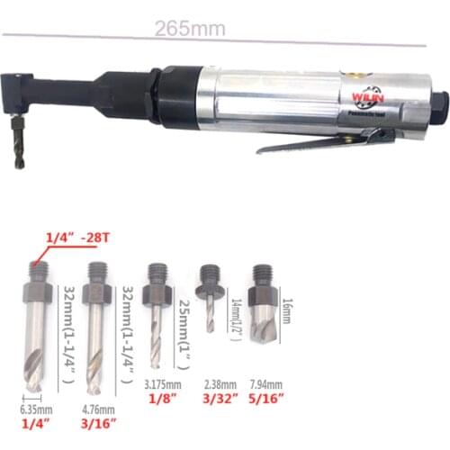 Wilin 90 Degree Right Angle Air Drill Pneumatic Extended plane 0.6HP, Used for Industrial AirCraft Maintenance
