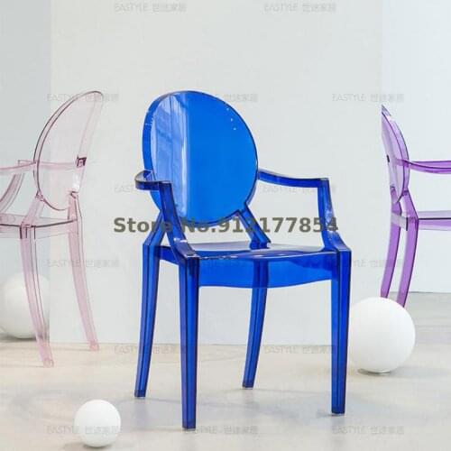Casual Transparent Design European Dining Chair Plastic Ghost Chair Acrylic Fashion Simple Modern Backrest Dressing Chair