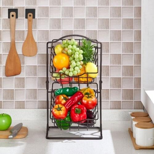 Simple Iron Fruit Shelf Multi-functional Two-layer Three-layer Storage Shelf Bathroom Toiletries Finishing Shelf