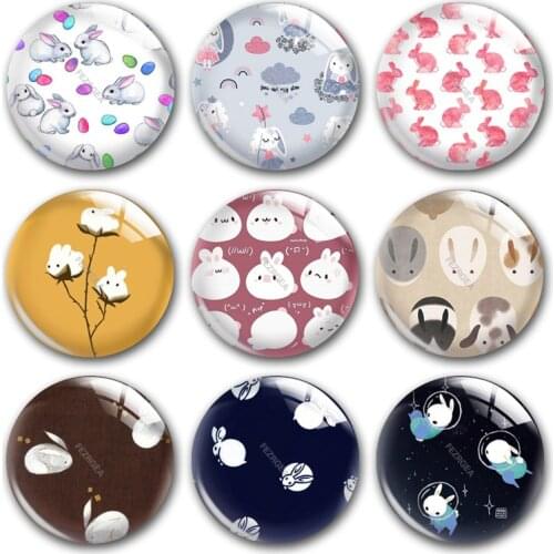 Handmade Happy Easter Cute Rabbit Bunny Fairy Round Photo Glass Cabochons Demo Flat Back DIY Jewelry Making Findings Accessory