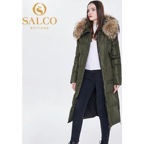 SALCO The latest best-selling 90% down jacket with natural animal fur is a warm winter jacket