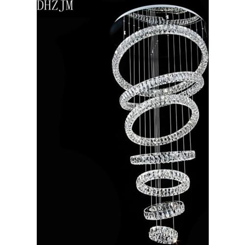 7 Circles Modern LED Chandelier For Stair Luxury Hotel Hall Hang LED best chandeliers for lining room free shipping