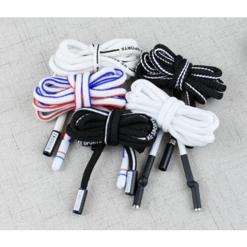 Sports pants drawstring strap metal head black and white cotton rope belt sweater personality decorative cap rope
