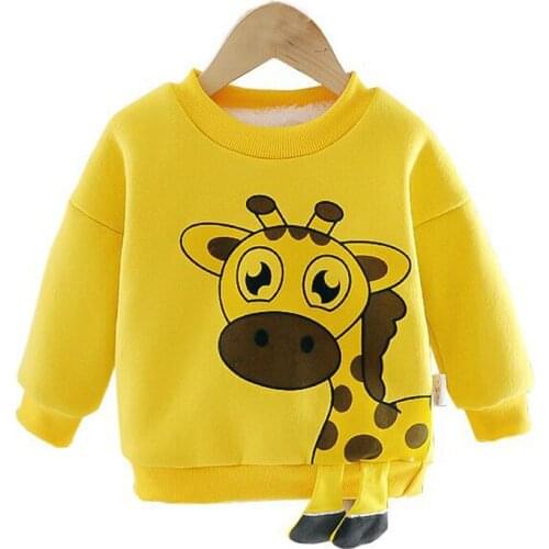 Baby Boys Warm Sweatshirts Hoodies Fashion Toddler Girls Cartoon Fawn Coats Kids Clothing Children Long Sleeve Sweatshirt Tops