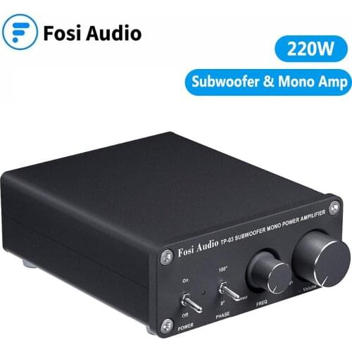 Fosi Audio TP-03 Subwoofer Amplifier & Mono Amp Sub Bass Switchable Amplifier Class D Amp 1 Channel Single Power Subwoofer 220W