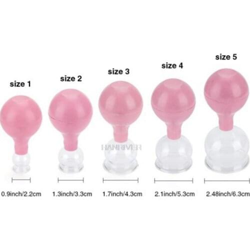 4Pcs/Set Rubber Head Glass Vacuum Cupping Cups Family Body Massage Suction Cans Home Health Care Tools Chinese Vacuum Therapy