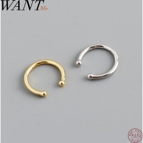WANTME 925 Sterling Silver Minimalist Fashion Ear Cuff Clip on Earrings For Women Men Girl Without Piercing Nose Ring Jewelry