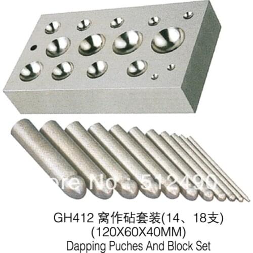 Jewelry tools to moshe 7wheels+right and left ,dapping punches and block set, Dapping Block
