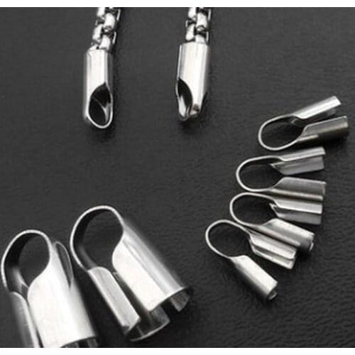 2/3/5/6/7/8mm 100pcs Stainless Steel Clasps Hooks Cords End Caps Cord For Jewelry Making Bracelet Necklace DIY Jewelry Findings