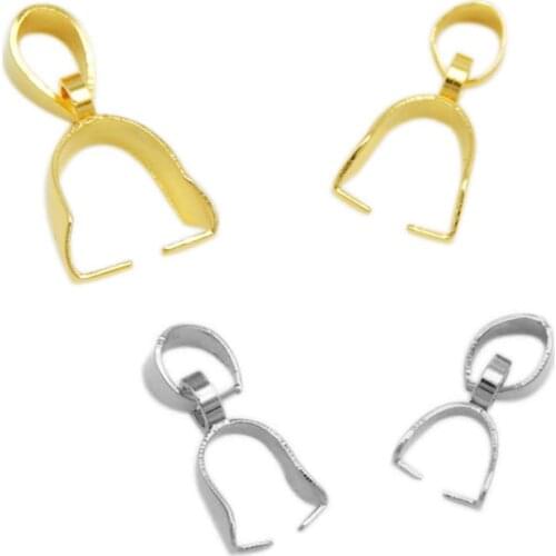 20pcs stainless steel Pinch Clip Bail Clasps Hooks Connector Steel Color Fermoir Connecteur Collier For Necklace Pendant DIY