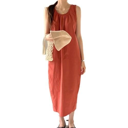 2021 New Arrival Korea Design Sleeveless Sweet Girls Tank Summer Dress Japanese Fashion Bow Chic Women Travel Casual Midi Dress