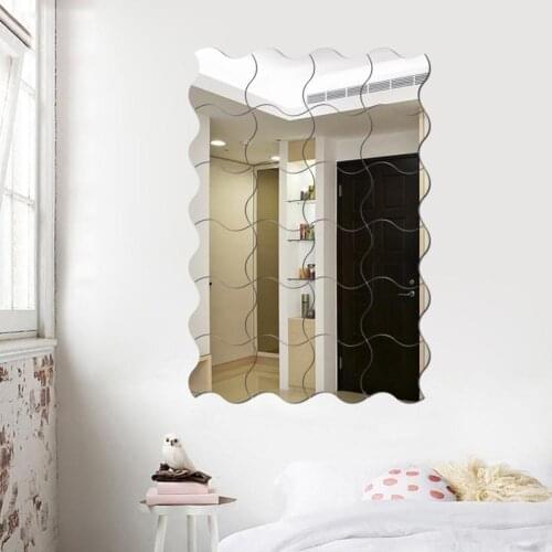 1/24Pcs Curved Acrylic Mirror Wall Stickers Decal Wall Art Bedroom Kitchen Home Decor Living Room Wall Stickers For Girls Rooms